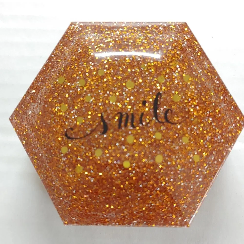 Jewelry Box Hexagon Orange, Silver & Gold Glitter